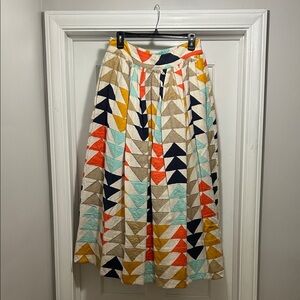 The Odells Colorful Geometric Patterned Lined Cotton Maxi Skirt - with pockets!